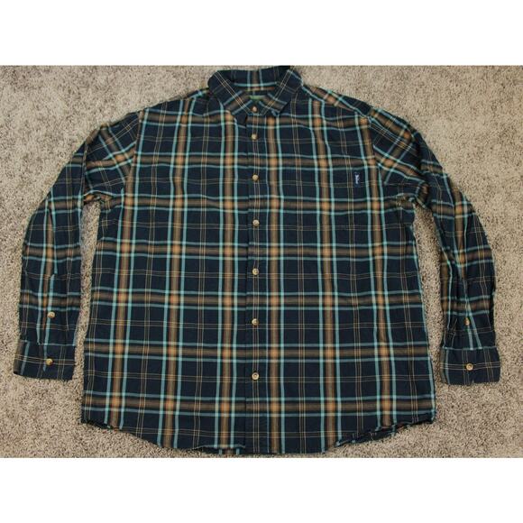 Vintage Woolrich Shirt Mens Extra Large Blue Brown Tartan Plaid Dress Casual - Picture 1 of 6